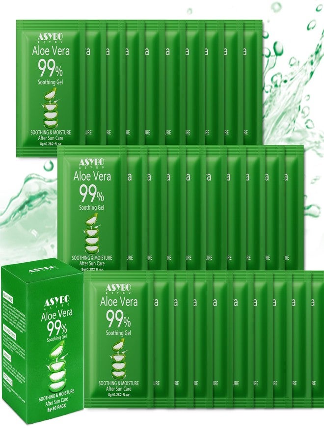 ASYBO 30 Pack Natural Aloe Vera Gel -99% Pure Moisturizing Aloe Vera, Soothing and Hydrating, Sunburn and Scar Repair, Portable Travel Size, After Sun Care for Face Body Hair - Image 1